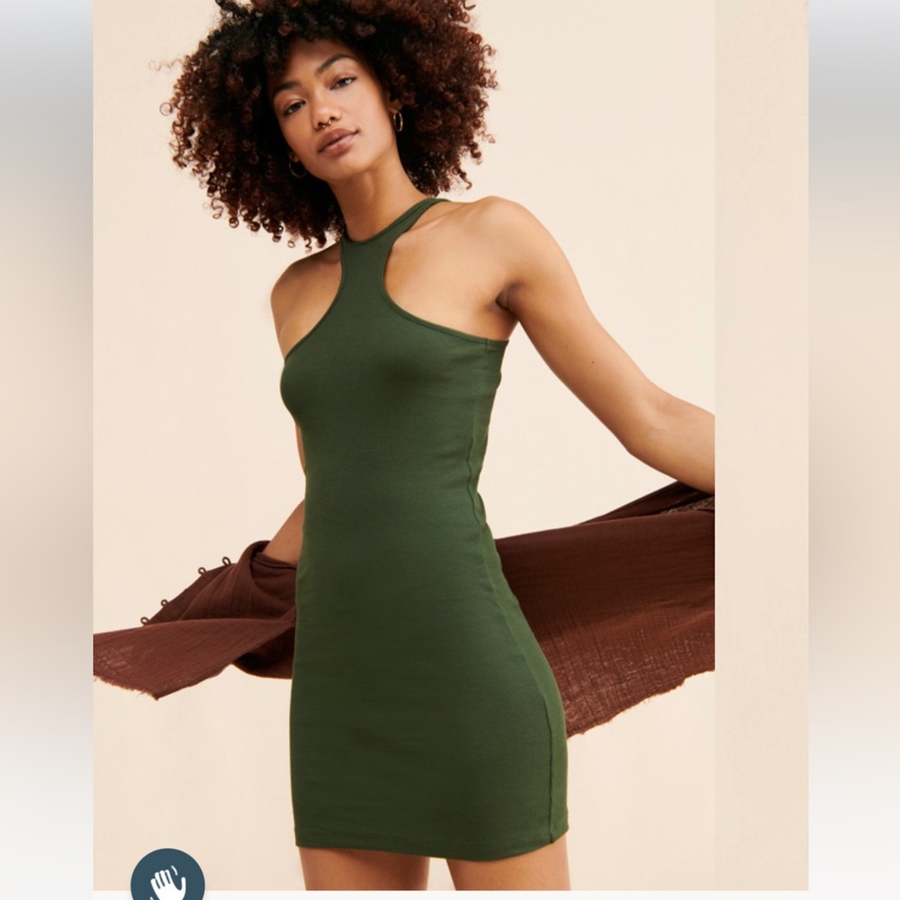 Green mini dress Y front